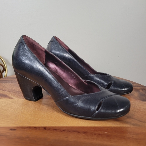 Clarks Indigo Elegant Black Leather Women's Heels Size 7 Comfy Wardrobe Staple - Picture 3 of 17